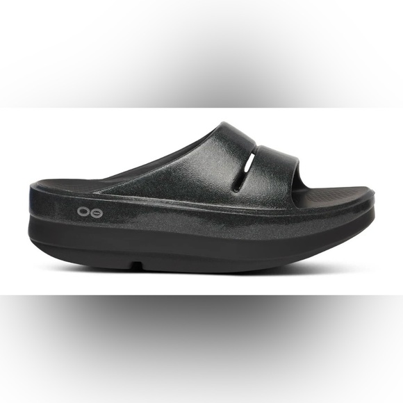OOFOS Womens OOmega Ooahh Stacked Slip-on | 6 | NIB | Black Sparkle Platforms - Picture 7 of 9